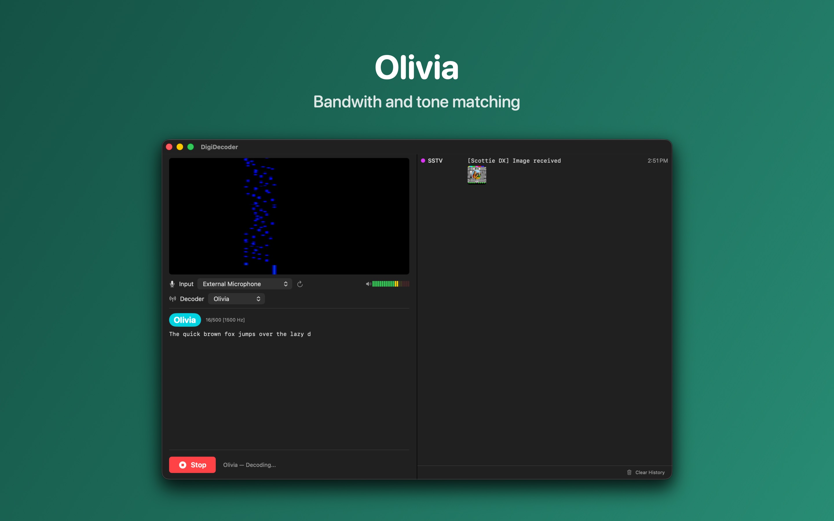 DigiDecoder macOS Olivia decoding