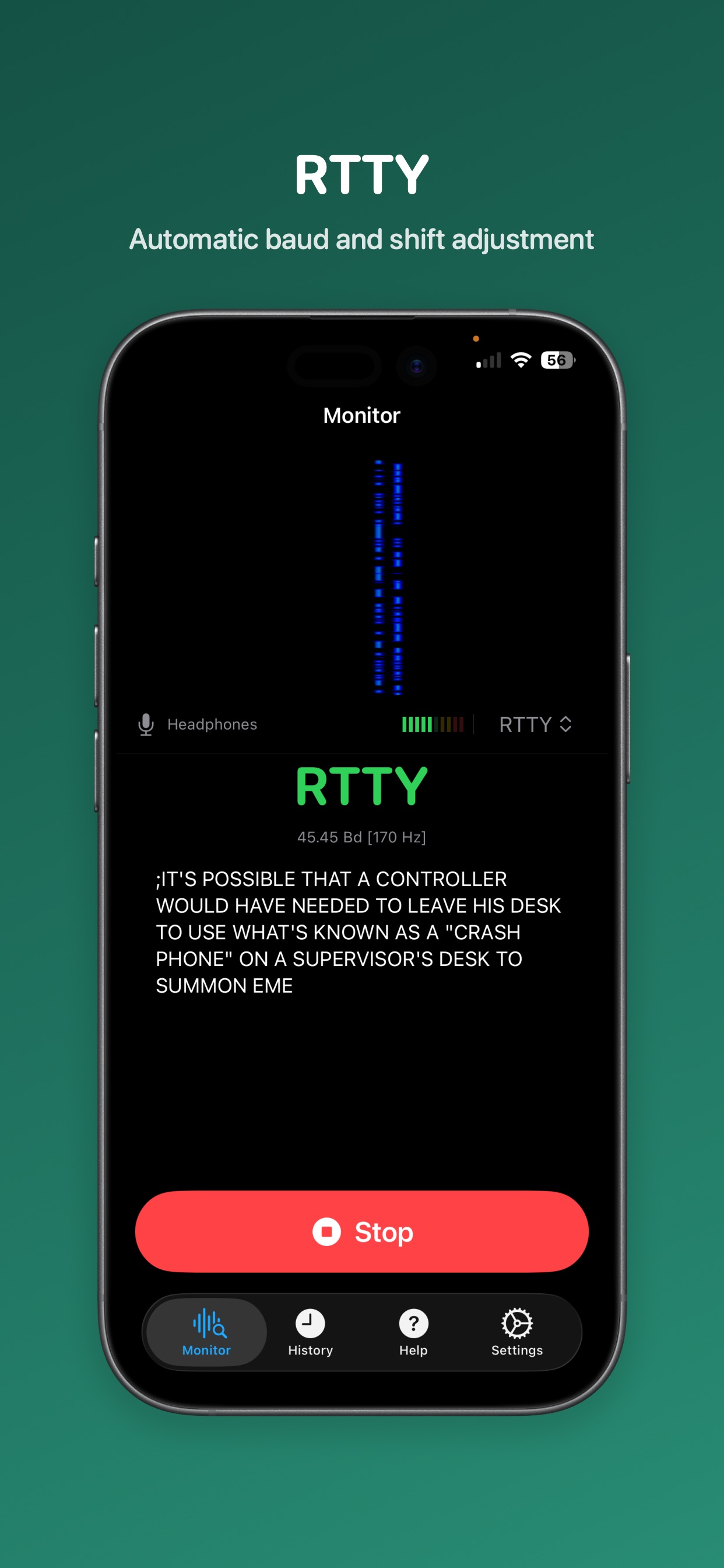 RTTY decoding with automatic baud detection