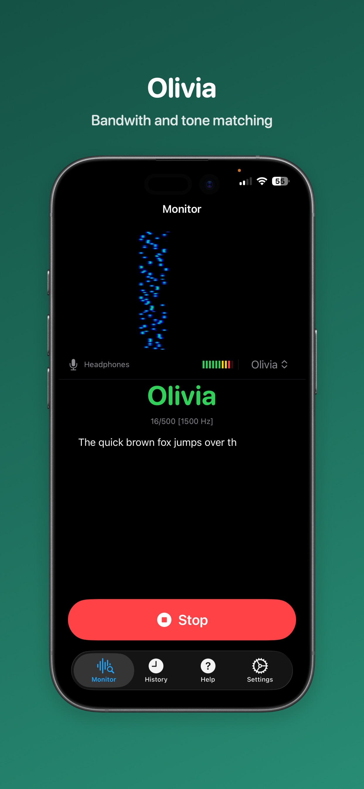 Olivia MFSK decoding with tone matching